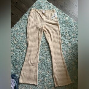 Cream soft flared leggings